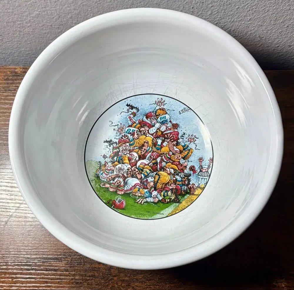 Vintage Gary Patterson Munch Bowl Football Clay Design Very Rare